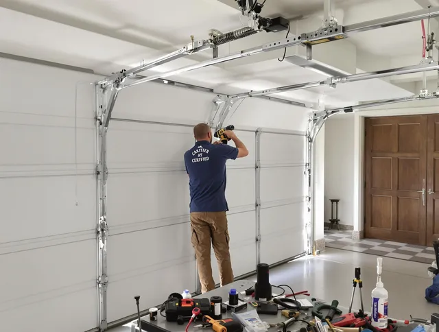 Barrington Garage Door Repair certified technician performing precision garage door repair in Barrington