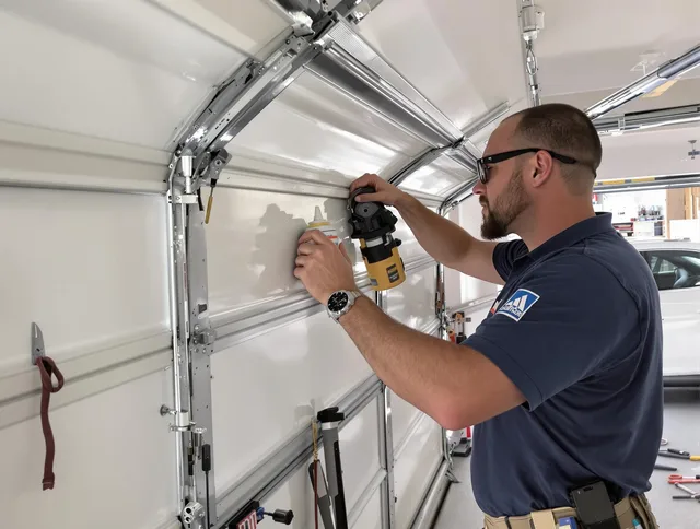Barrington Garage Door Repair technician quieting a noisy garage door in Barrington