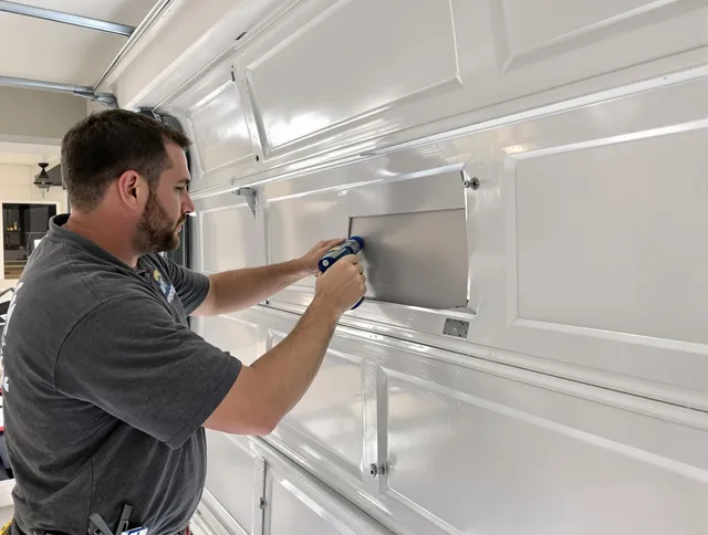 Garage door panel repair by Barrington Garage Door Repair in Barrington